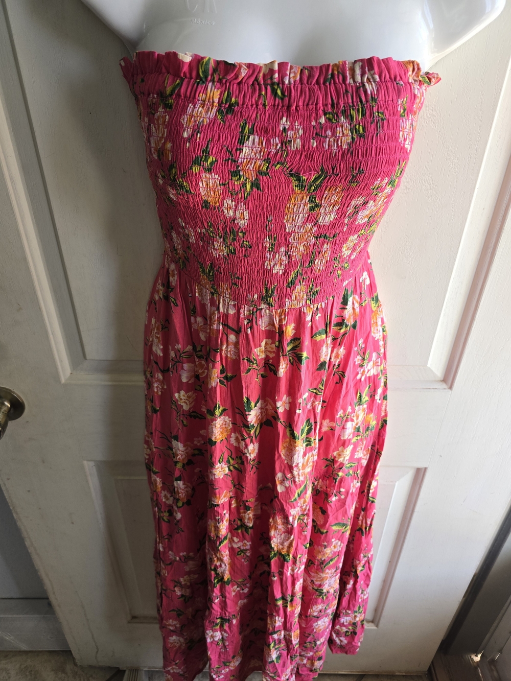 Angie Hot Pink Floral Strapless Maxi Dress